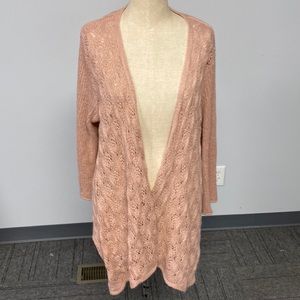 Sonoma Open Front Midi Cardigan Sweater Peach XL
